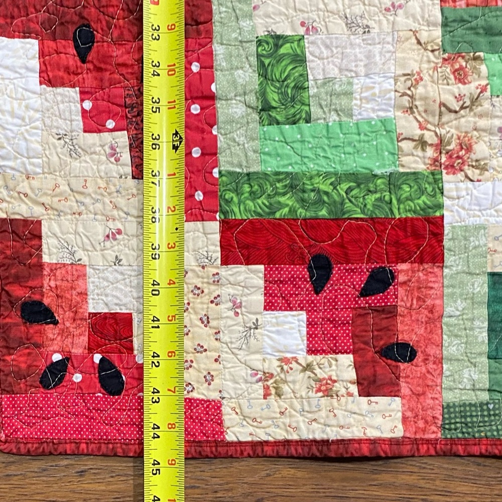 Watermelon Picnic Log Cabin Handmade Quilt - Picture 8 of 13